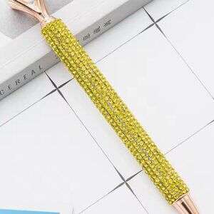 Yellow Blinged Diamond Topped Writing Pen